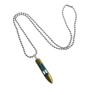 Bullet Glass Blue Sand Timer Pendant By Menjewell